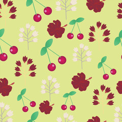 Mobile Cute seamless pattern .Tropical  pattern with flowers , cherries and watermelon on a background Colorful design for kids cloth, tile , wallpaper, fabric, textile, cards, covers ,banners ,