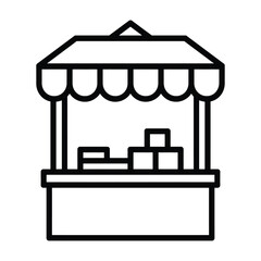 Obraz premium Minimalist Market Stall Icon: Outline Booth for Fair and Retail Sales