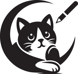 Cute black cat vector illustration on a white background.