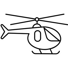 Spinning Rotor Helicopter Line Art Icon 