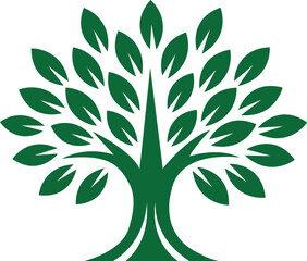 Green tree vector illustration with natural leaf and floral pattern design
