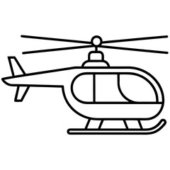 Spinning Rotor Helicopter Line Art Icon 
