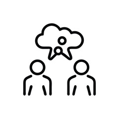 Outline icon set of people engaged in critical thinking and problem solving