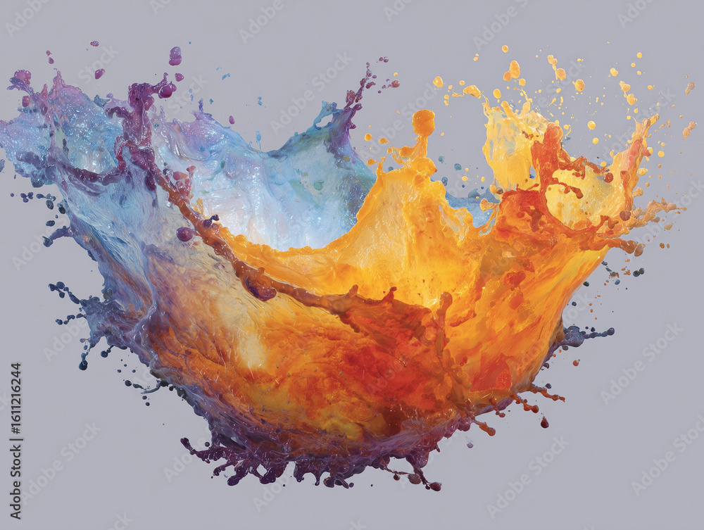Poster dynamic splash of vibrant colors exploding in a creative abstract artwork perfect for design