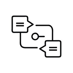 Communication outline icon with vibrant color accents on a clean white background