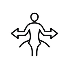 Adaptability concept outline icon with multiple color options on white background
