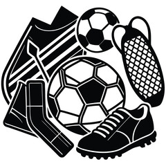 Obraz premium Comprehensive Soccer Equipment Vector Collection for Sports Enthusiasts