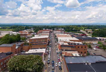 Day Time Drone Images of Downtown Mt. Airy North Carolina. This Town Served As The Inspiration For Mayberry On The Andy Griffith Show: Travel, Tourism, Outdoors
