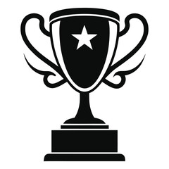 A Shiny Black Silhouette Trophy Award Illustration For Victory
