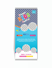 summer kids camp roll up banner flyer design template