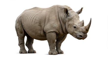 Obraz premium Powerful Rhinoceros Standing Textured Skin Patterns Wildlife