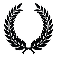 Monochrome Laurel Wreath Symbolizing Victory and Achievement Isolated on White Background Depicting Honor and Recognition