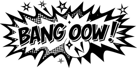 Fototapeta premium Black Bang Bow Comic Icon Design