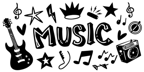 Black Music Doodle Icon Design