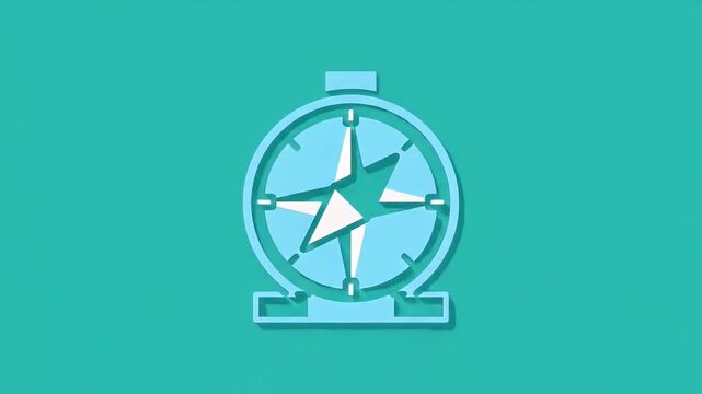 Flat compass icon on teal background, with long shadow to the right