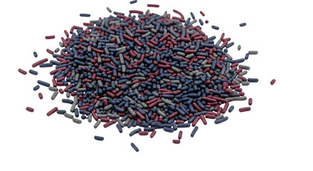 Naklejka premium A pile of red and blue sprinkles on a dark black background .ai generative, transparent background, white background. isolated on white background