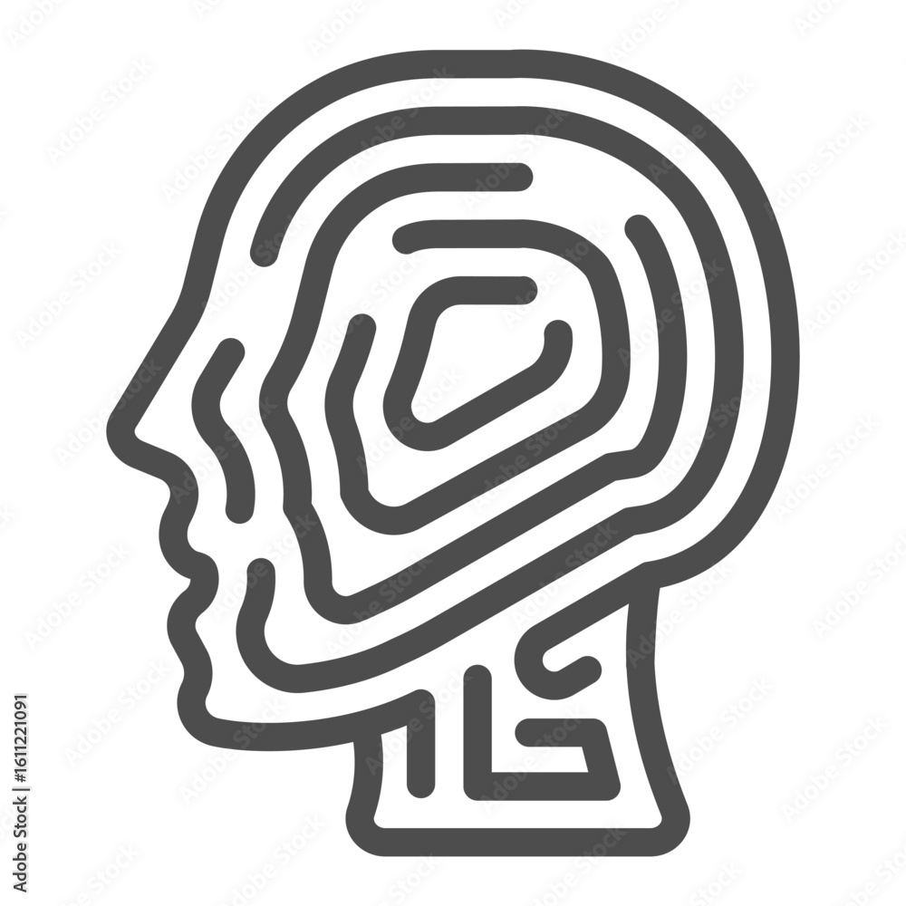 Aufkleber labyrinth of human shape line icon, osint analytics concept. vector graphics. human head with maze p