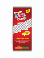 summer kids camp roll up banner flyer design template