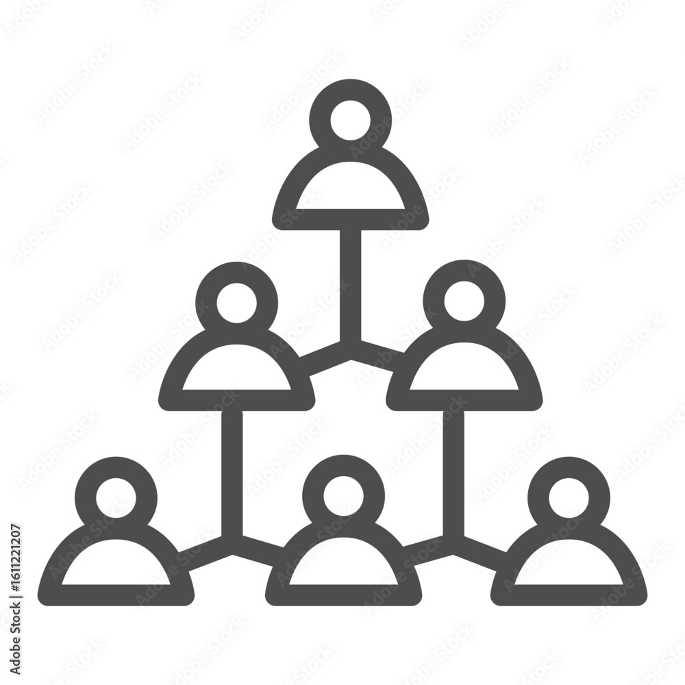 Poster social status pyramid line icon, osint analytics concept. vector graphics. pyramid scheme with user 
