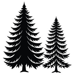 Obraz premium Isolated Set of Vector Silhouettes of Spruce Fir Trees