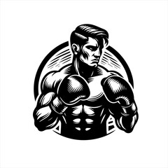 A powerful boxer in fighting stance