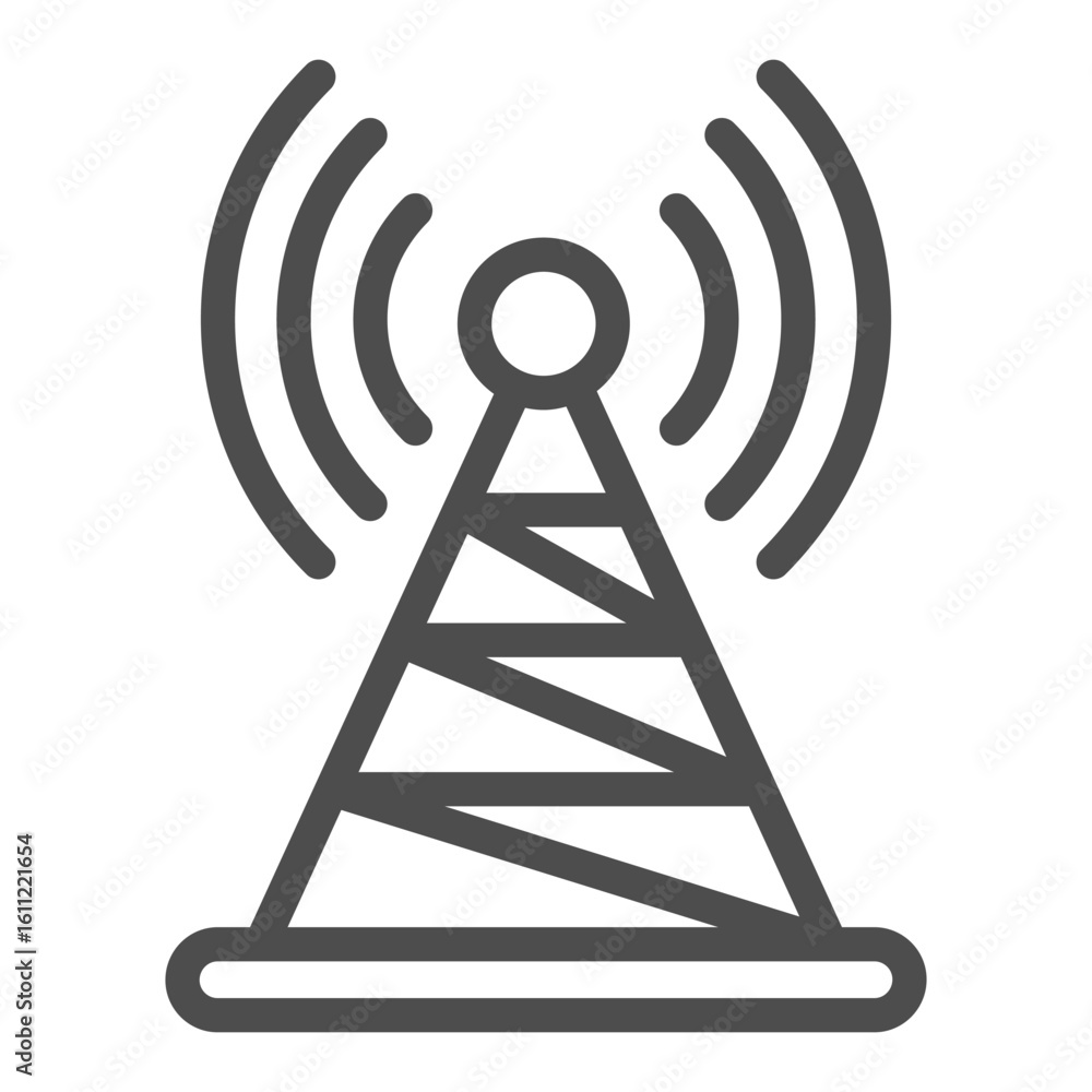 Poster broadcasting antenna with signal line icon, info tech concept. vector graphics. television or cellph