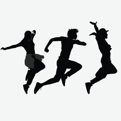 silhouette of jumping people