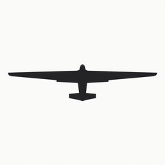 Flat Black Silhouette of a US Military UAV Drone with Long Wings and Rear V-Tail