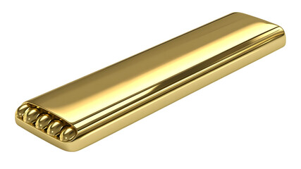 Golden bar displayed in a studio setting 3d render luxurious environment close-up view
