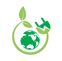 green energy logo eco technology electric nature power vector symbol
