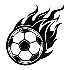 Obraz premium Dynamic Soccer Ball Engulfed in Flames Vector Graphic Illustration for Sports Logo Design