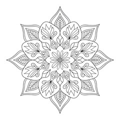 A black and white mandala illustration vector style coloring page 