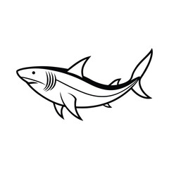 Fototapeta premium A shark line art vector illustration on white background