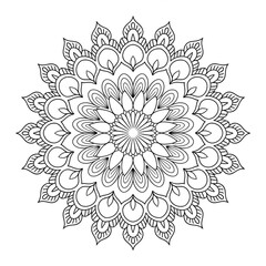 A black and white mandala illustration vector style coloring page 