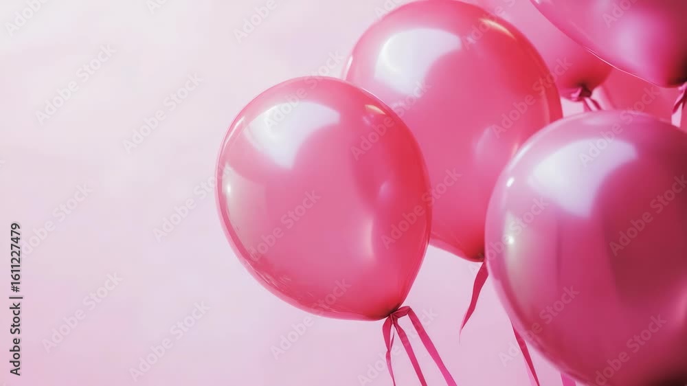 Poster group of balloons with a pink design on strings