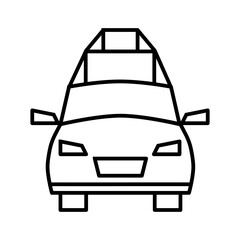 car with luggages line icon with editable stroke