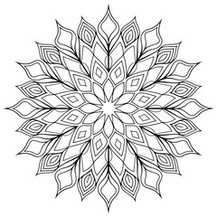 A black and white mandala illustration vector style coloring page 