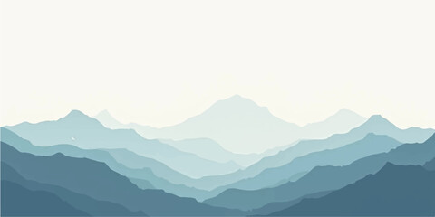 Minimalist cream-toned mountains with soft orange peaks in pastel haze