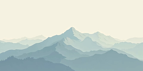 Soft blue-tinted misty ridges under light pastel morning sky