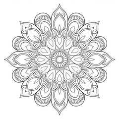 A black and white mandala illustration vector style coloring page 