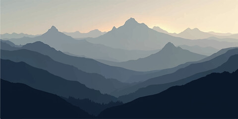 Crimson mountain scene at golden hour with soft light and glowing ridgelines