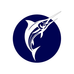 Marlin fish vector Illustration, Blue And White Colour