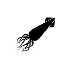 squid silhouette vector on white background