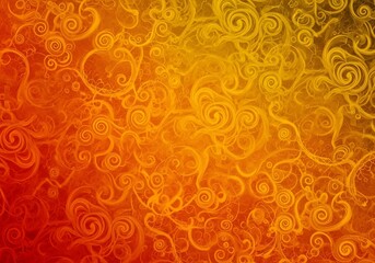 Fototapeta premium Abstract orange and yellow swirl background with intricate floral designs texture