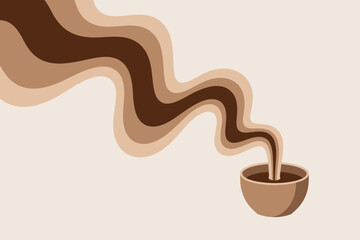 Abstract Coffee Cup Illustration with Flowing Brown Tones and Muted Palette Background Design Perfect for Beverage Promotion