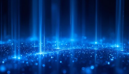 Blue Glittering Particles with Vertical Light Beams