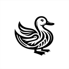 Obraz premium Stylized Black and White Duck Illustration.