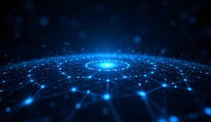 Abstract Blue Network with Glowing Nodes and Connections