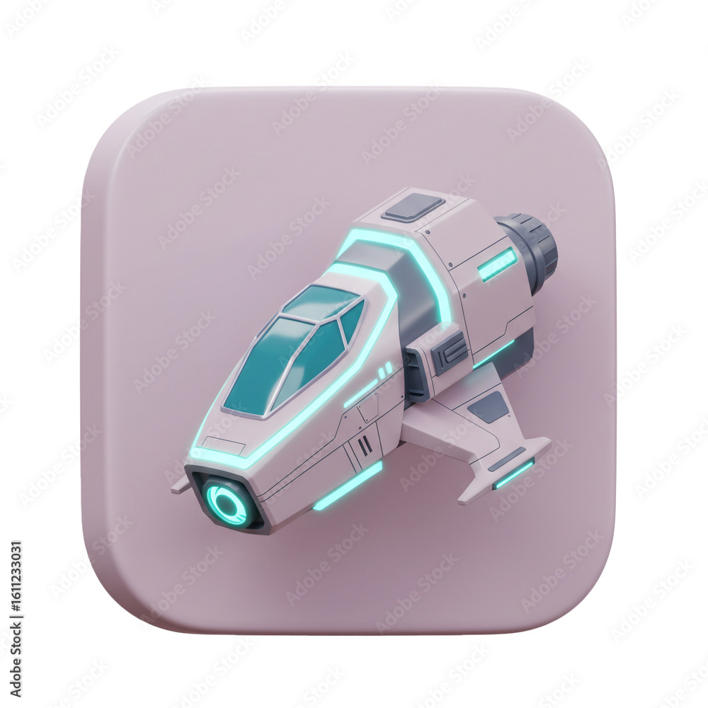 Poster futuristic spacecraft design rendered in a minimalist style showcasing a sleek and modern aesthetic 