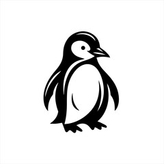Stylized Black and White Penguin Icon.